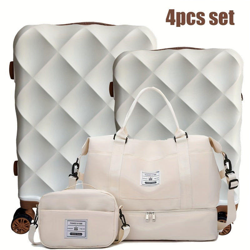 4pcs Sets Luggage 20+24 Inch, Carry-On ABS Hardshell Suitcase with Spinner Wheels, Lightweight Travel Luggage Set for Women and Men with Lock, Includes (20+24) + Travel Tote Gym Bag, Suitcase Set, Suitcase For Travel, Suitcas