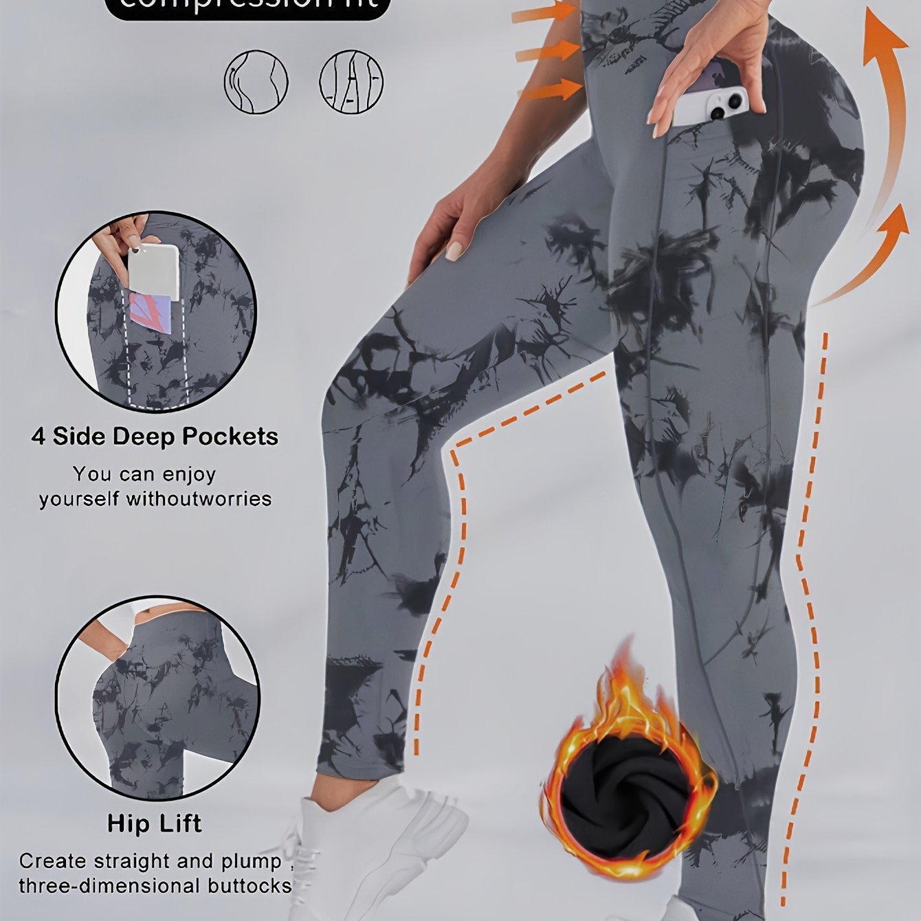Women's Plus Size Fleece-Lined Yoga Pants with Side Pockets - Elegant, Stretchy & Warm for Fall/Winter, Elegant Special Project Style, Winter