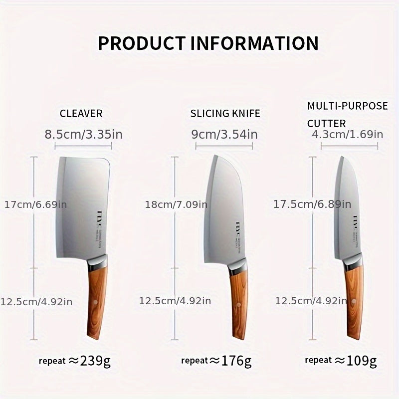 High Quality Stainless Steel Knife Kitchen Utensil Set, Multifunctional Chef Knife, Fruit Knife, Japanese Chef Knife, Meat Cutting Knife, Bread Knife, Cooking Chef Knife Set, Suitable for Restaurants, Family Travel, Outdoor C