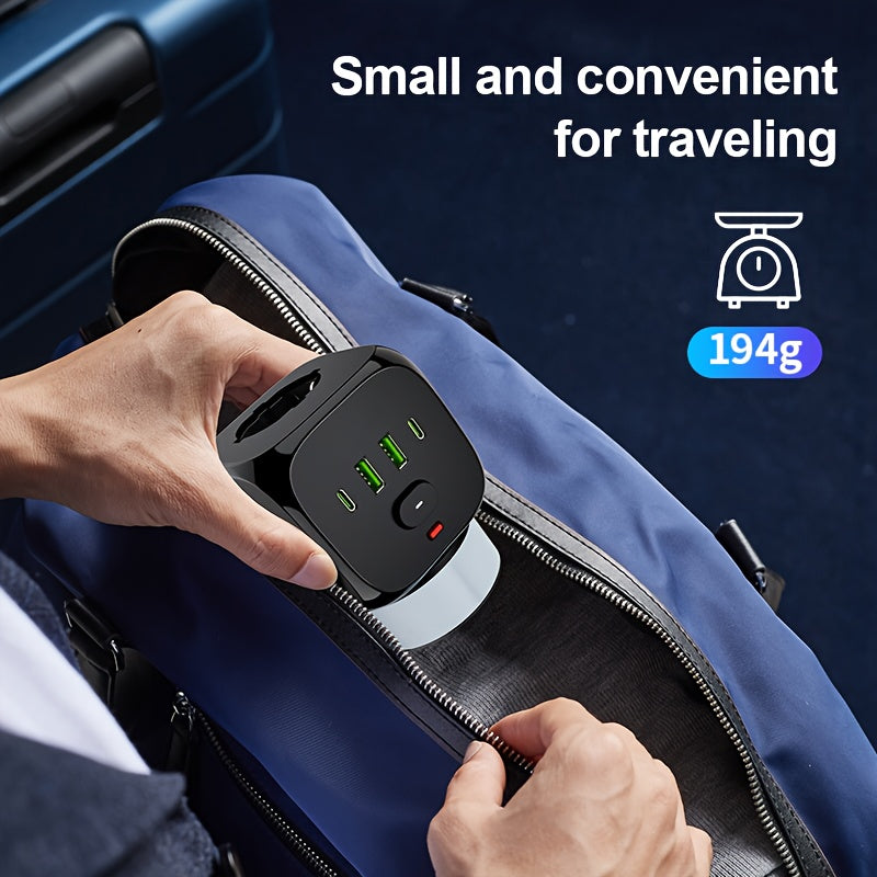 2025 New multifunctional round plug/socket/strip with 3 power outlets, with night light (2 USB-A) (2 TYPE-C), in-line socket, suitable for home, office, kitchen, bathroom and other places, multi-plug outlet, office.