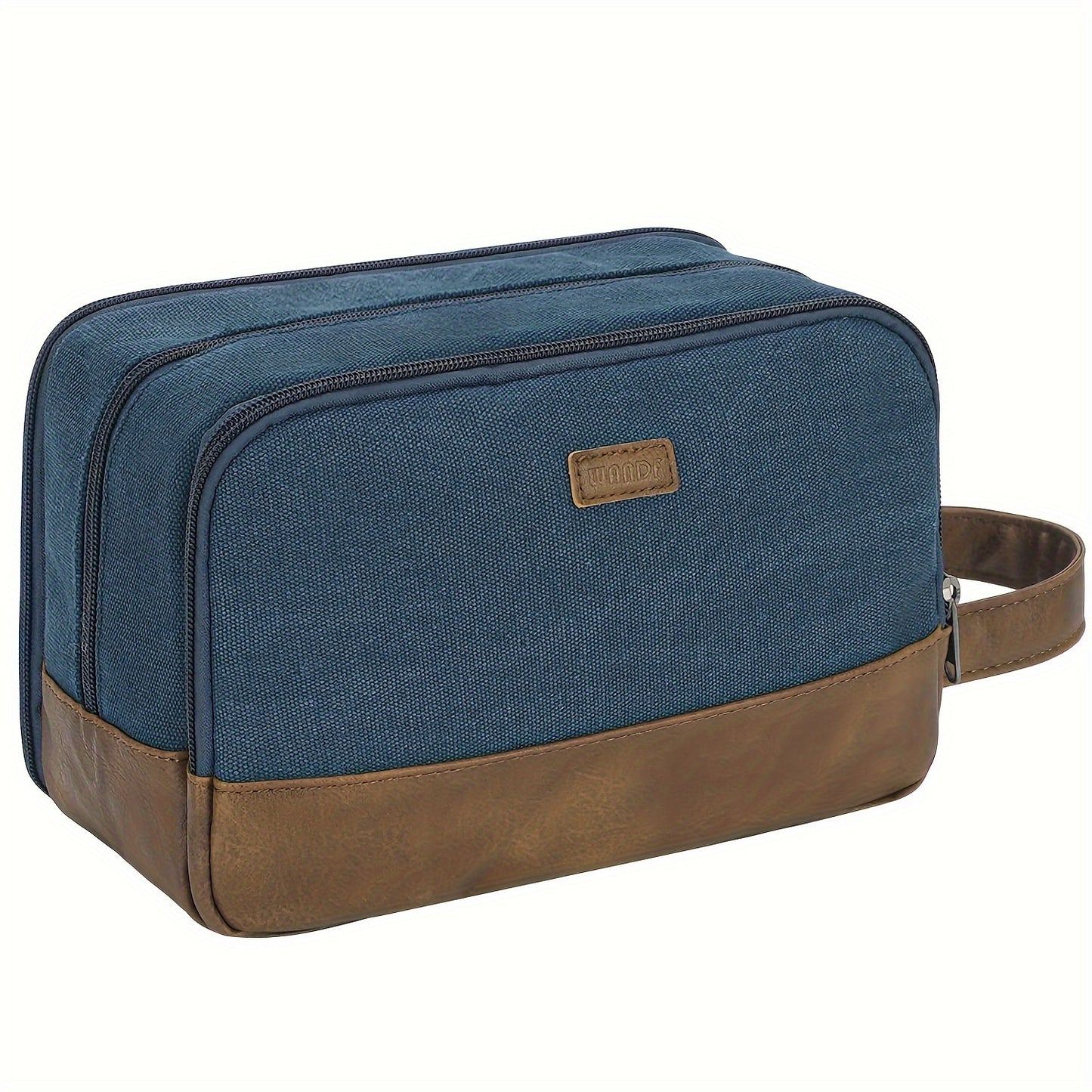 Canvas Travel Toiletry Bag With Side Handle for Men Women Travel Toiletry Organizer Shaving Bag with Separate Dry and Wet Pocket for Travel Accessories