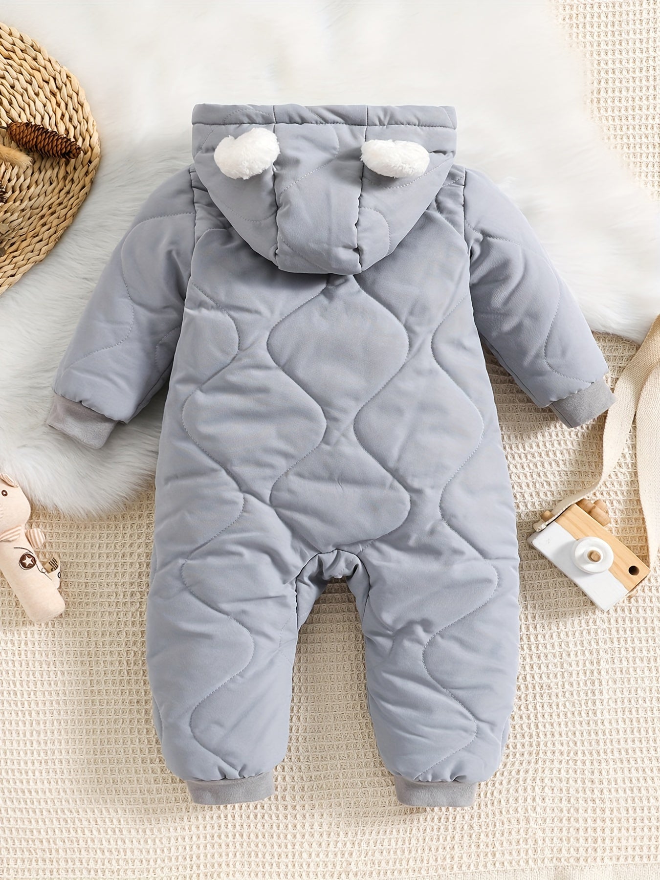 Infant Hooded Thick Romper Long Sleeve Zipper Thermal Jumpsuit, Babies & Kids Coat