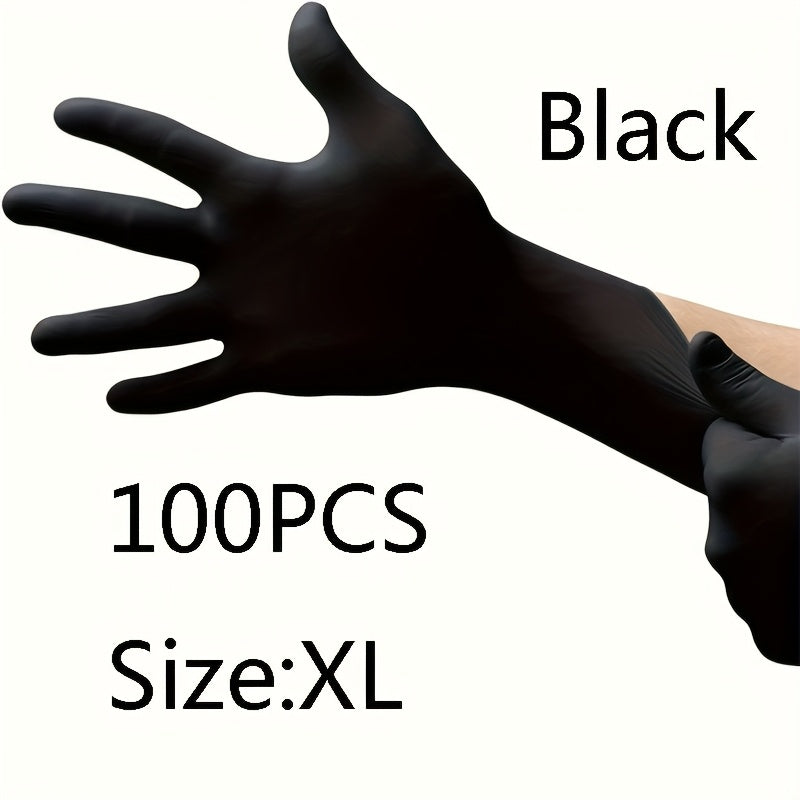 100pcs Black Nitrile Disposable Gloves, Suitable for Home Cleaning, Tattooing, Nail Care, Household, Salon Use, Waterproof Disposable Gloves, Left and Right Hand Universal