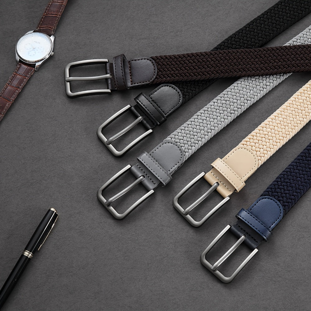 3pcs, Men's Sports Elastic Belt, Golf Belt with High Quality Alloy Buckle, Woven Hole-less Design, Adjustable Size Anywhere, Comfortable, Breathable, Match with Jeans and Casual Pants Clothing Accessory, A Multi-Functional Be