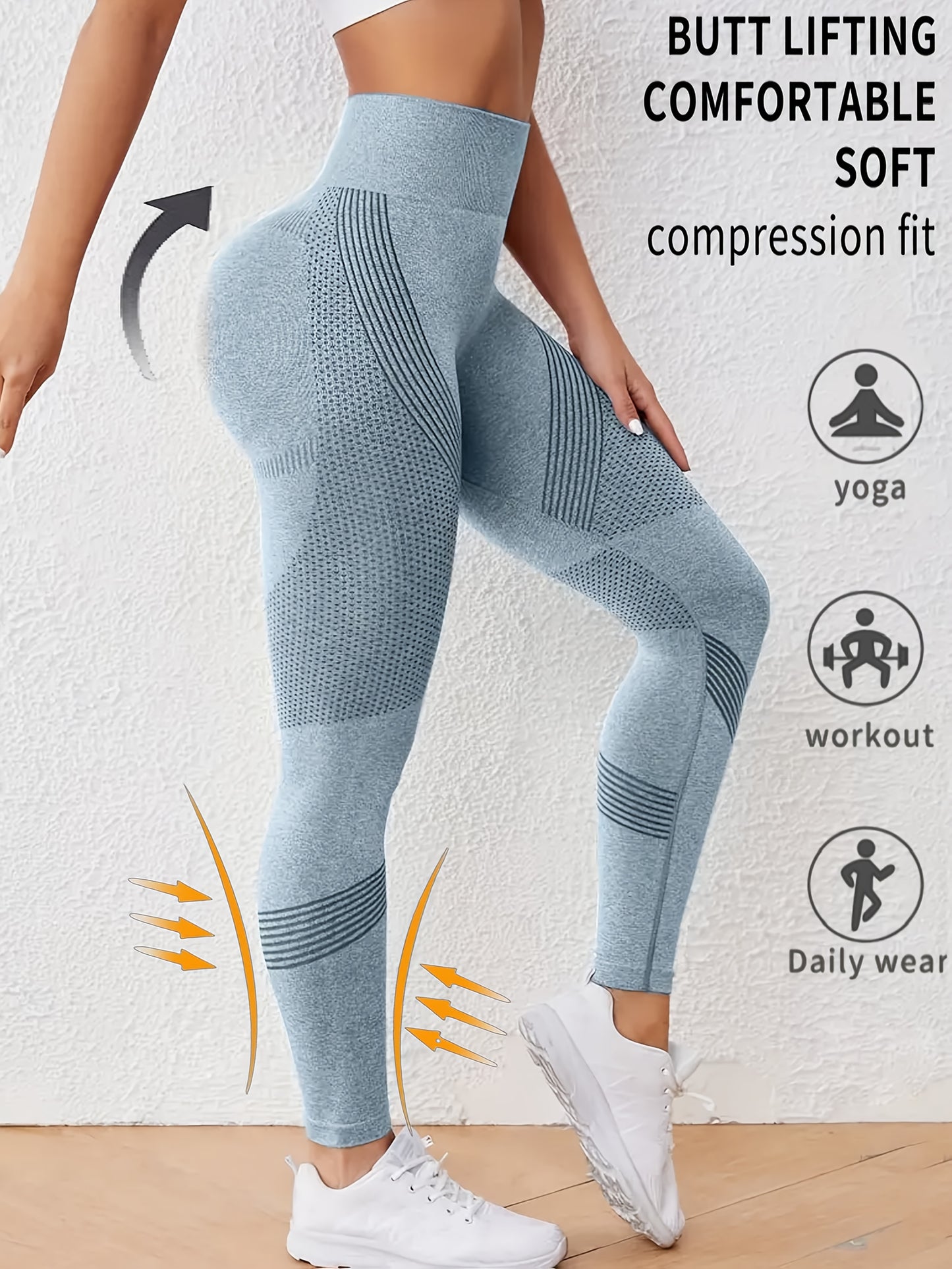 Women'S High-Waist Seamless Yoga Pants - Stretchy, Quick-Dry, and Comfortable for Workouts, Running, and Casual Wear, Featuring Peach Lift Design, Solid Color, High Waist Design, Running Pant