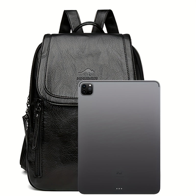 DENGLIDAISHU Women'S Summer Casual Backpack - Large Capacity Adjustable Strap, Brown Synthetic Faux Leather with Zipper Closure, Polyester Lining, Perfect for Travel & Everyday Use, Backpack for Travel, Secure Zipper Closure