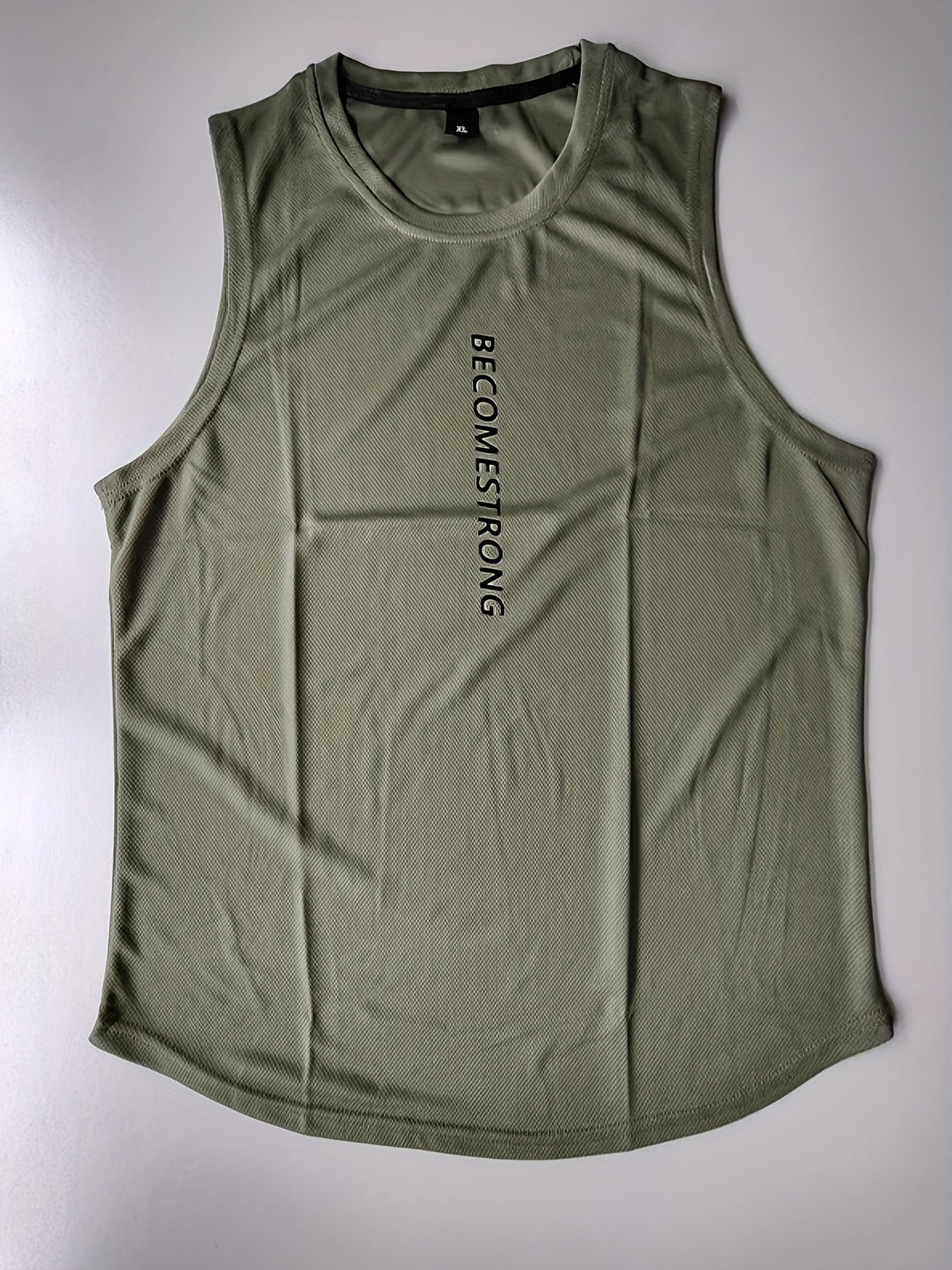 Letter Print Comfy Breathable Tank Top, Men's Casual Stretch Sleeveless T-shirt For Summer Gym Workout Training Basketball