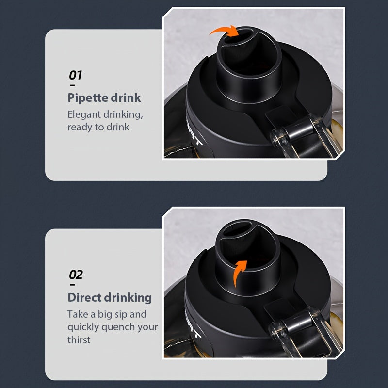 1pc 2.5L/84.54oz Large Capacity Spill-Proof Water Bottle - Portable, Durable PC Plastic with Flip-Top Lid, Ideal for Outdoor Sports, Travel and Fitness, Hydrate in Style with "SPORT" Motivational Design, Sports Water Bottle