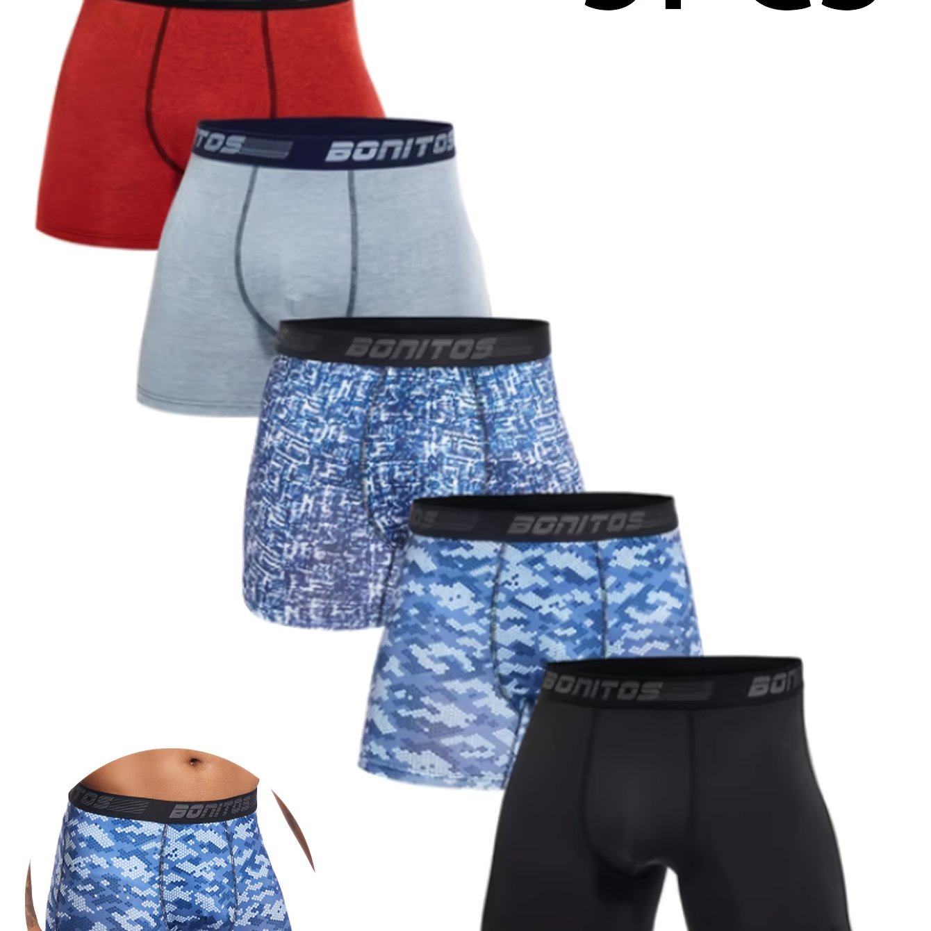 5pcs of New Men'S Boxer Shorts, Sexy High-Quality Men'S Underwear Brand, Men'S Briefs, Men'S Underwear Gift.