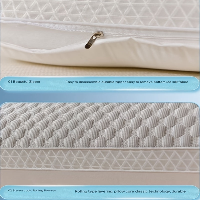 2pcs 3D Tactile Cool Ice Pillow Ice SPA Pillow Breathable Cervical Spine Cool Pillow High-end Hotel-grade Pillow Sleep Without Collapsing 3D Memory Rebound Technology Perfect Holiday Gift for Parents and Friends High-end gift