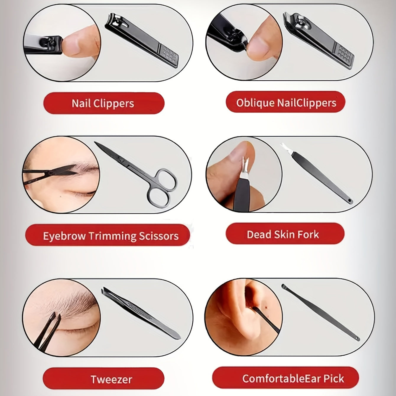 Manicure Set Nail Clipper Set Built-in Nail File Men's And Women's Personal Care Portable Travel Household 7-Piece Set Black Nail Scissors Grooming Tools Kit