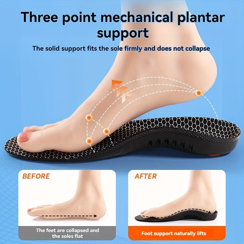 1 Pair MADIFW Support Sports Insoles - Upgraded TPU Anti-Torque 3.0 System, High Elastic Shock Absorption, Breathable & Comfortable for Active Lifestyles, Black with Orange Accents