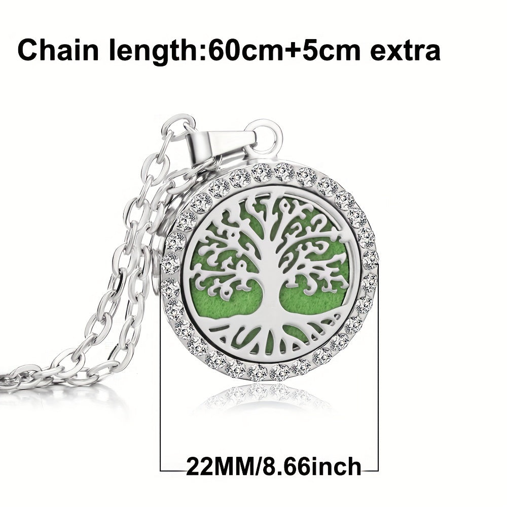 1pc Men's Tree Of Life Aromatherapy Necklace, Fragrance Perfume Essential Oil Diffuser Pendant Necklace