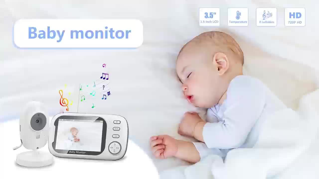 Baby Monitor,with 720P , 8.89 cm LCD Screen, Wireless 274.32meter Transmission Baby Monitor Range, Auto Night Vision, 2-Way Audio Calling, Temperature Sensor and 8 Lullaby Songs, Editor with, Portable Monitor, Compact Design