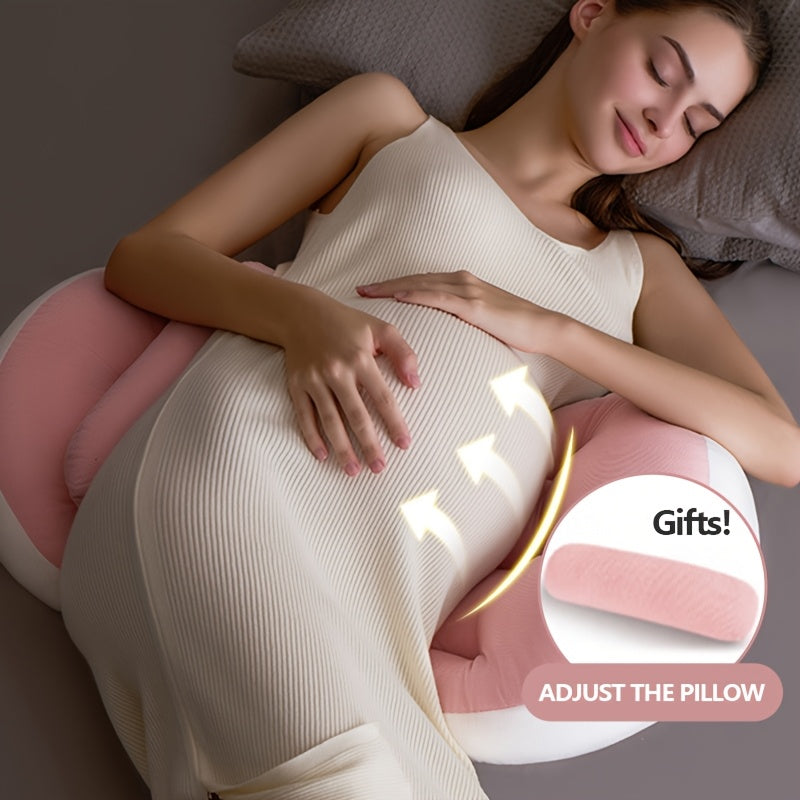 Ergonomic Maternity Pillow for Side Sleepers - U-Shaped Pregnancy Support Cushion with Lumbar Protection, Soft Polyester Fill for Comfortable Belly & Back Relief, Ideal for Pregnancy Care, Christmas