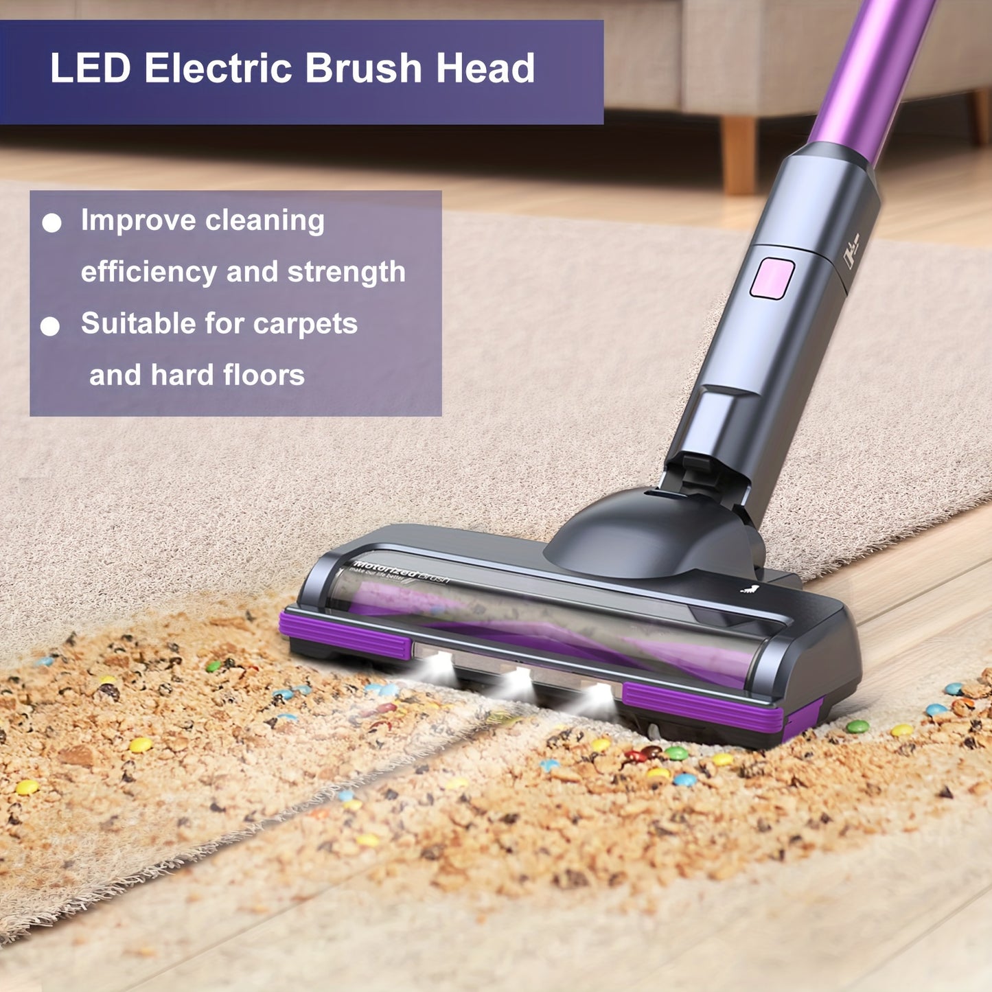 Lubluelu Free-Standing Vacuum Cleaner 26KPa, Powerful Lightweight Cordless 6in 1 Stick Vacuum Cleaner, for Carpet Floor Pet Hair, Vacuum Cleaner for Home, Cordless Vacuum Cleaner High Suction, Vacuum Cleaner Cordless, Vacuum