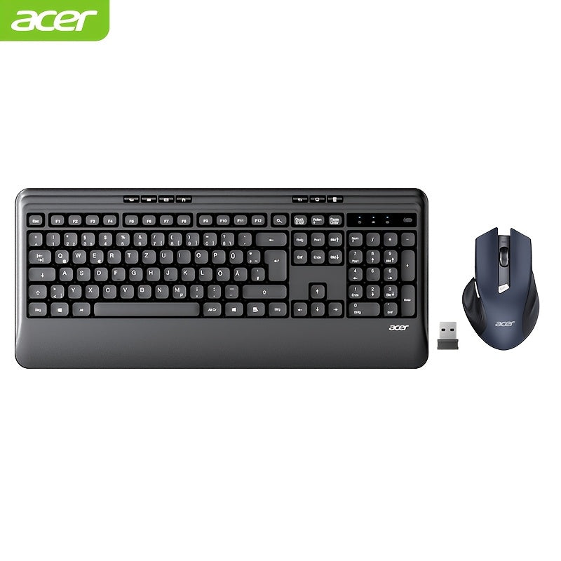 ACER QWERTZ Teclado e Rato Sem Fios com Apoio de Pulso – Preto