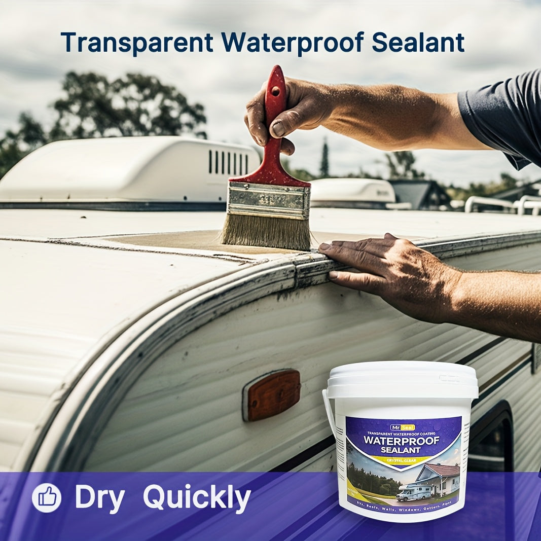 2kg RV Transparent Waterproof Sealant - Covers Up to 160 SqFt @ 1/12" Tickness, Ideal for RV Roof, Windows, Gutters & More, Durable & Flexible Sealant for Home Improvement, Roof Sealant, Versatile Sealant, High Quality Sealan