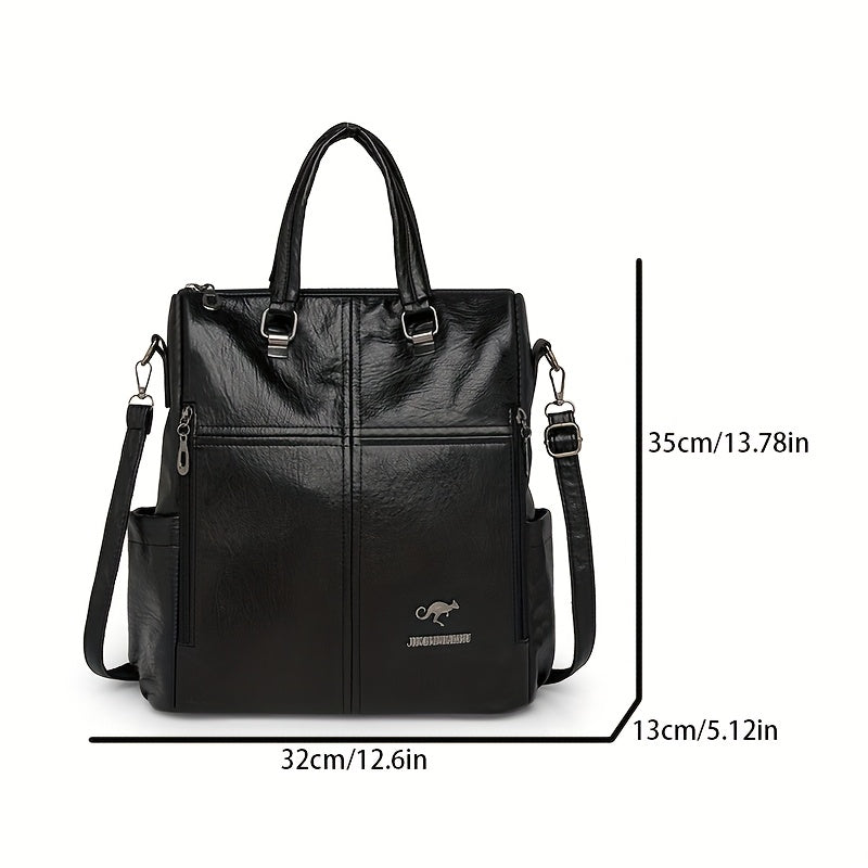 Four One Women's Large Capacity Retro Backpack - Heavy-Duty Nylon Bookbag with Adjustable Shoulder Straps, Golden-Tone Hardware, Front & Back Zipper Pockets, Convertible Crossbody/Backpack for,, Travel (Red, Casual) - (Low