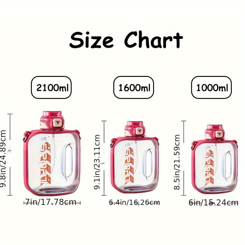 1pc TKK Leakproof Sports Water Bottle Jug with Handle & Straw - Wide Mouth, BPA-Free, for Gym, Travel, Camping, Yoga - Available in 1000ml/1600ml/2100ml (33.81oz/54.1oz/71.01oz) - Ideal Gift for Athletes, Hikers, Outdoor Enth
