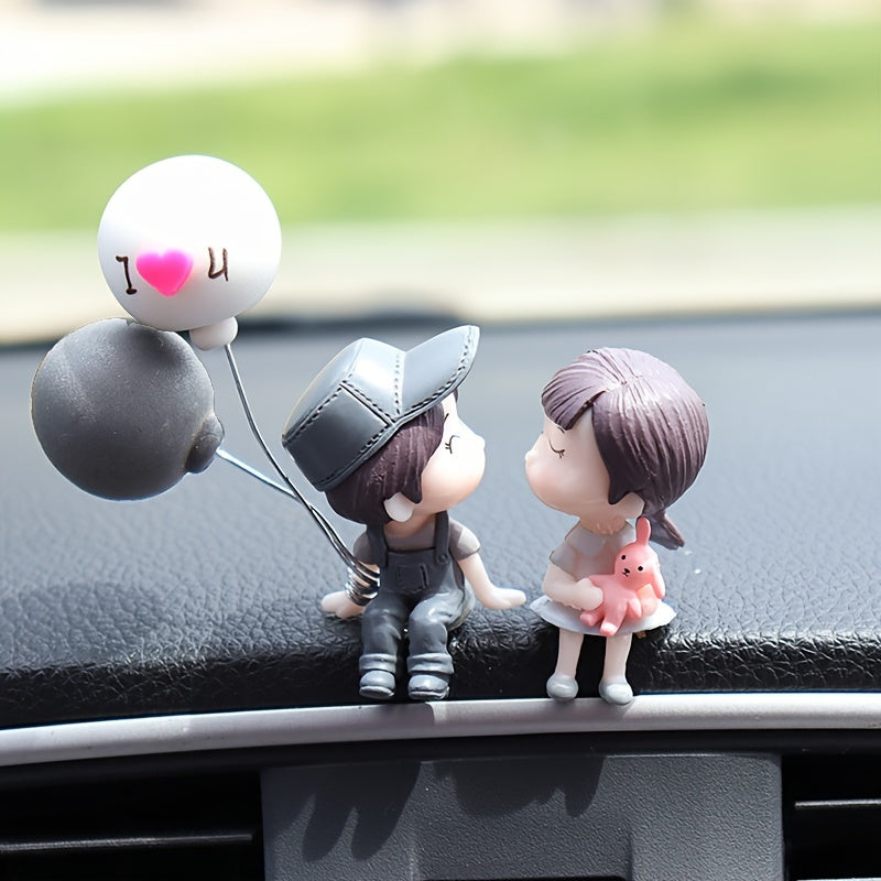 Cute Ornaments Couple Action Figurines Balloons Ornaments For Car Dashboard Decoration