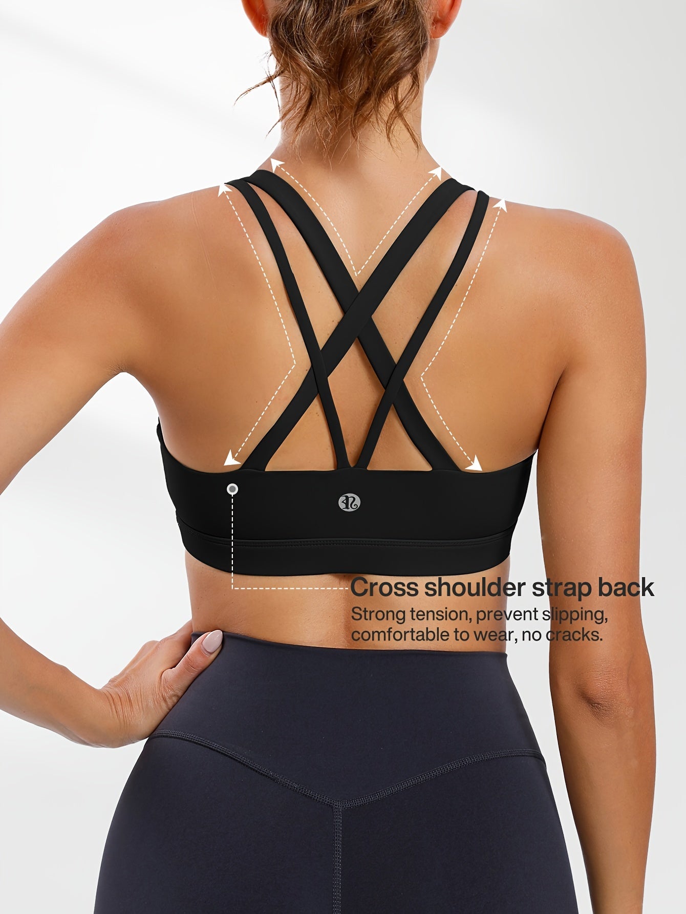 LEOQ Women's Slim Fit Yoga Sports Bra - Elegant Cross-Back Design, Mint Green Nylon Spandex Blend, Removable Pads, Medium Support for Fitness & Yoga, LEOQ