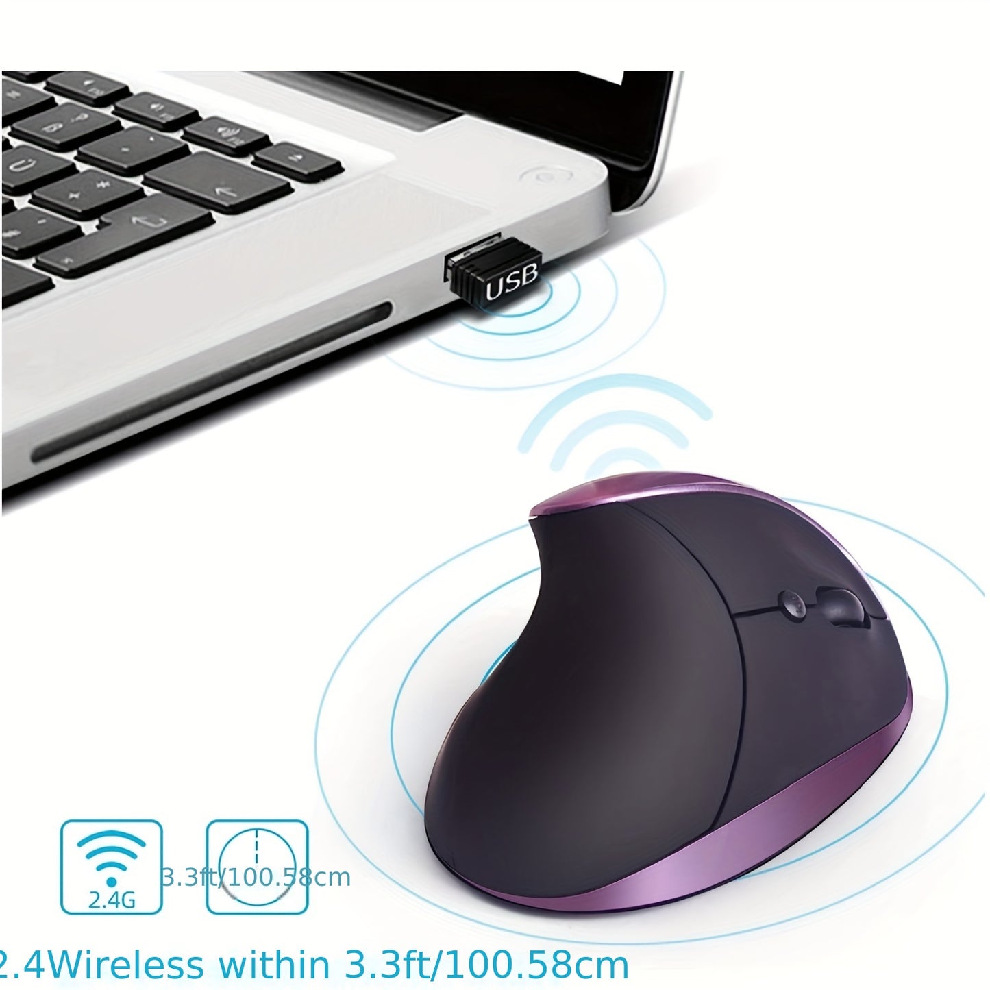 Rato Ergonómico Vertical Sem Fios Recarregável