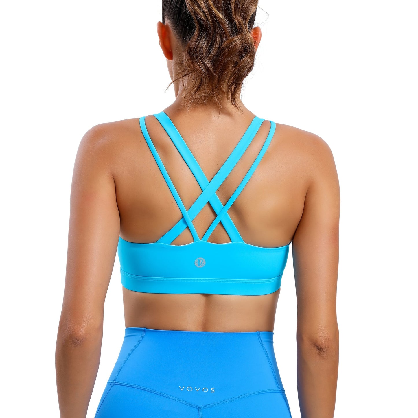 LEOQ Women's Slim Fit Yoga Sports Bra - Elegant Cross-Back Design, Mint Green Nylon Spandex Blend, Removable Pads, Medium Support for Fitness & Yoga, LEOQ