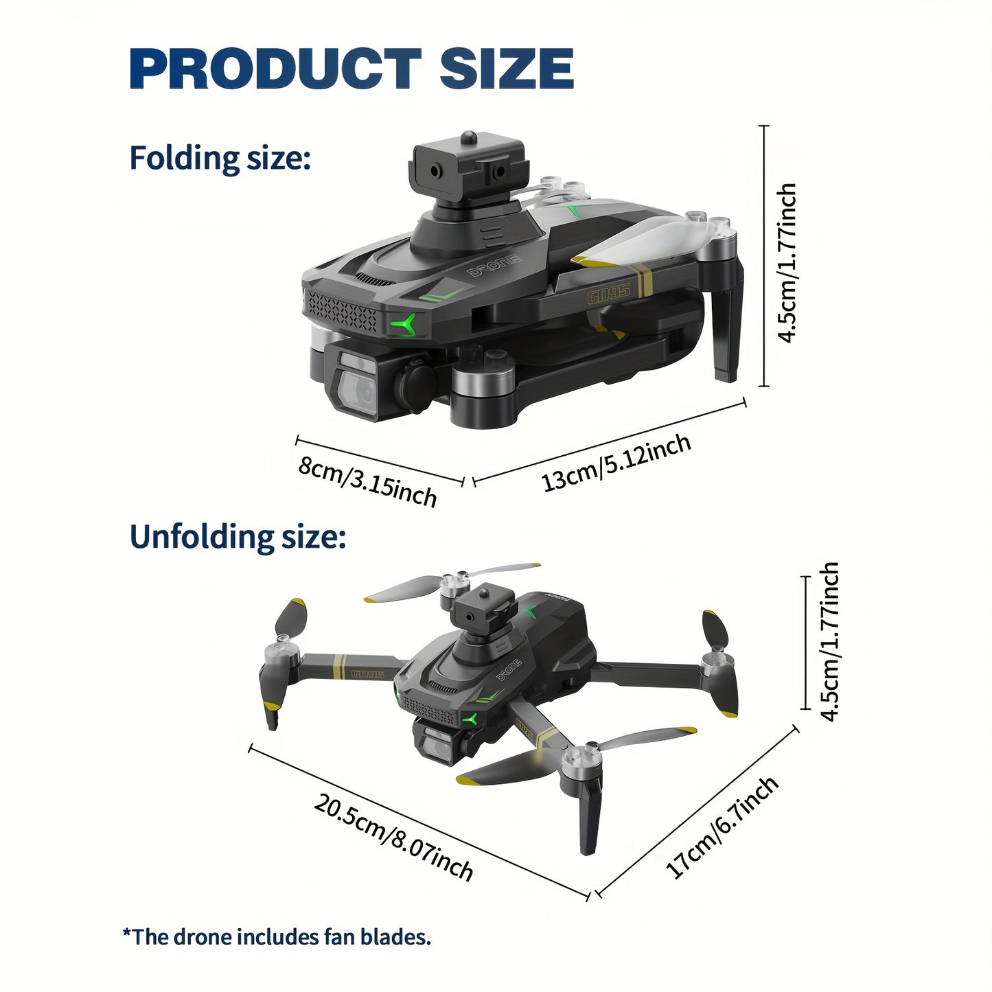 GD95 Quadcopter Drone, Foldable Drone, Drone with 480P Camera, with Gesture Selfie/altitude Hold/one-button Start/with Optical Flow Hovering Function, A Gift for Lovers/family/friends