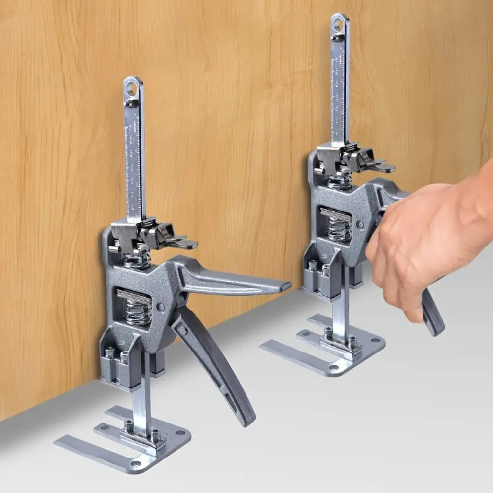 1pc Heavy-Duty Stainless Steel Manual Height Lifter with 30.48cm Adjustable Arm & Effort-Saving Mechanism - 199.58KG Load Capacity, Sturdy Base & Locking System for Walls, Cabinets, Windows, Doors, Furniture - Ideal for Const