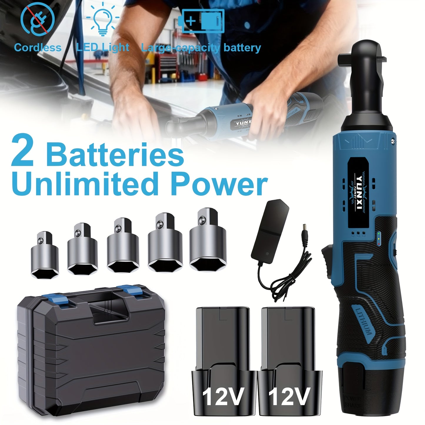 2025 New Electric Wrench, Portable Ratchet Wrench, Automotive Maintenance Angle Crane Installation Tool, Effort-Saving Quick-Release Wrench for Home Renovation, Ergonomic Socket Design, Featuring Adjustable Speed Trigger, Ide