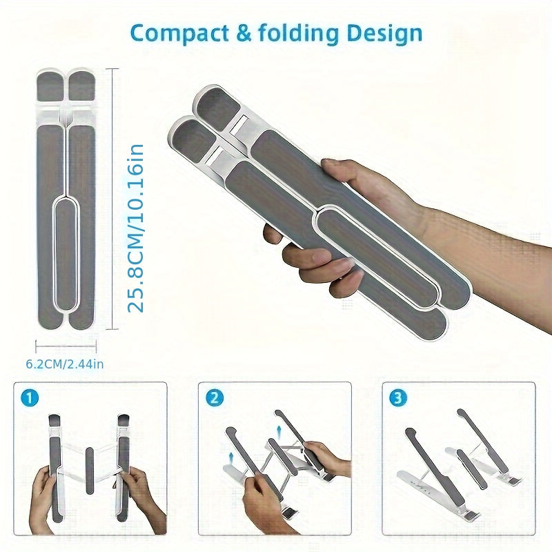 2023 New Upgraded Laptop Stand 12"-15.6"Universal Lightweight Plastic Alloy Folding Angle Adjustable Heat Pipe 24.2*4.5cm Aluminum 12-16"CN; GUA N/A Convenient And Portable