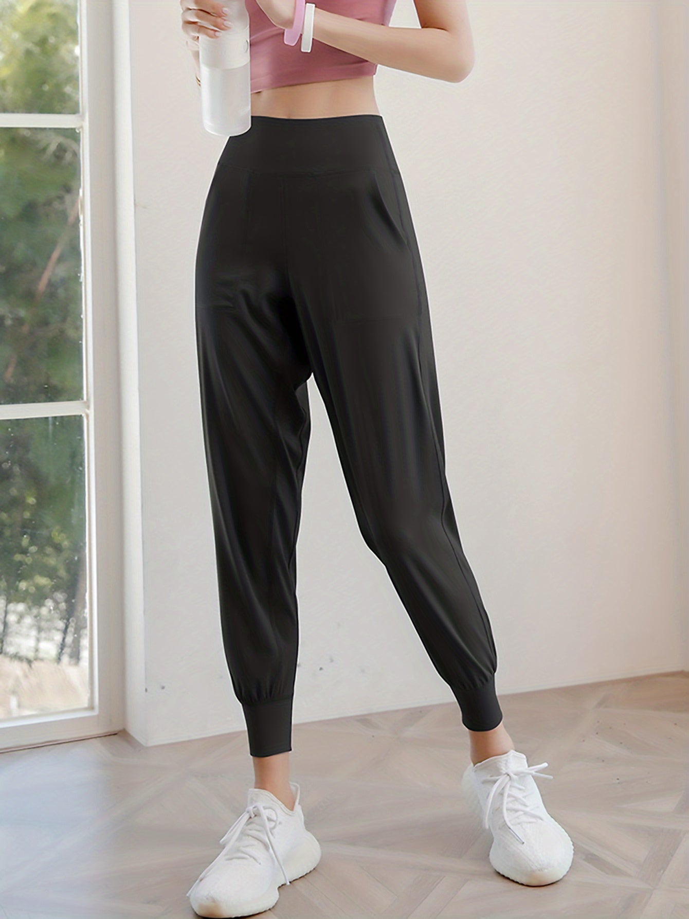 Women's Activewear: Causal Yoga Jogging Pants with Solid High Waist and Quick Drying Technology