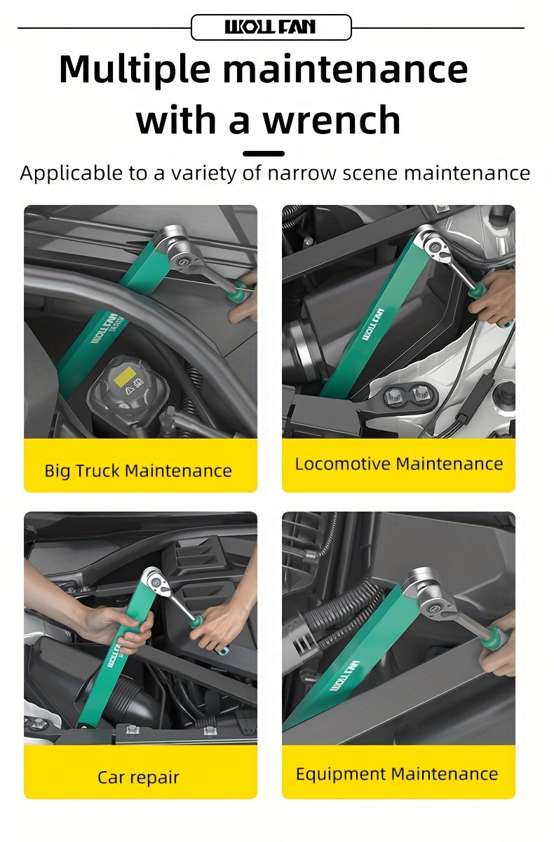 WOLLFAN Multi-Functional Extension Wrench, 39cm/15.35inch, Ratchet Conversion, Narrow Extension, Quick Release Socket, Universal Tool for Car Maintenance, Durable Material