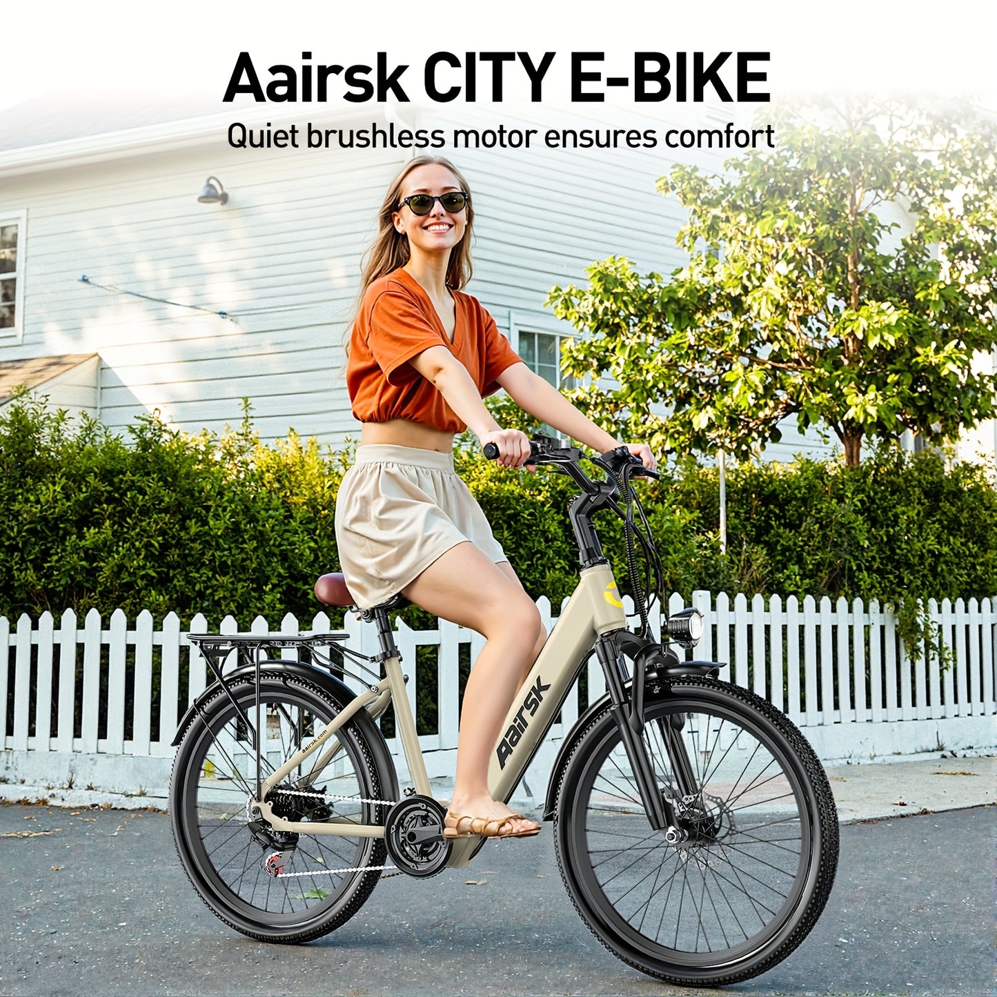 Aairsk 60.96cm Electric Bicycle for Adults, 7-Speed Ebike with 36V 13AH Replaceable Built-in Battery & 250W Motor, Full Suspension Electric Mountain Bike, 25 Km/h And 80km Range E-bike for Urban Commuters