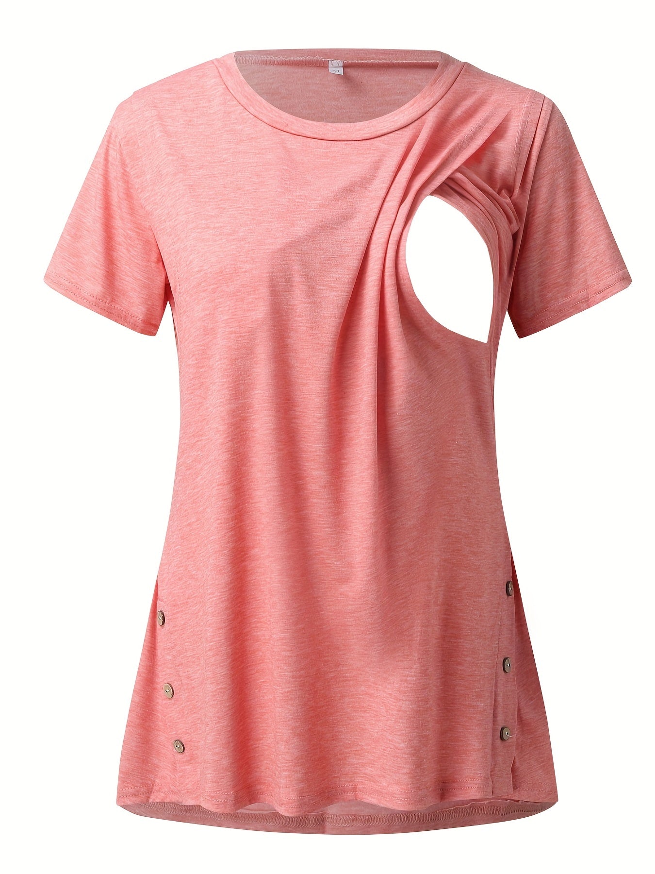 Women's Maternity Nursing T-shirt, Casual Mid Stretch Breathable Breastfeeding Pregnancy Top For Outdoor