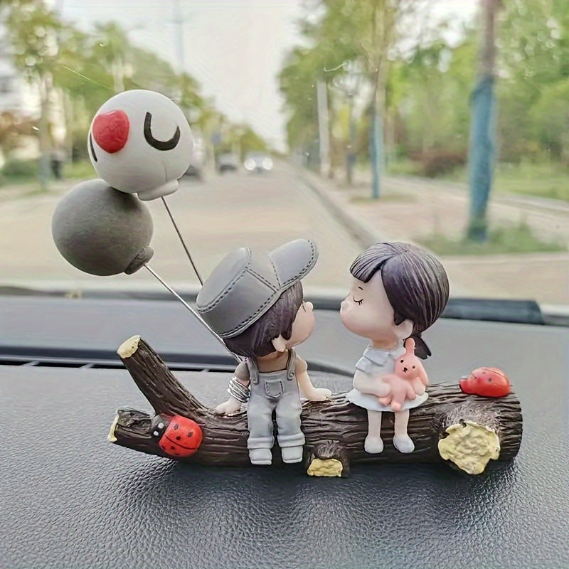 Cute Ornaments Couple Action Figurines Balloons Ornaments For Car Dashboard Decoration