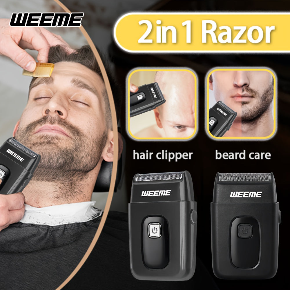 WEEME 3pcs Men's Grooming Kit - LCD Electric Clipper + Cordless Shaver + T-Blade Trimmer | USB-C Rechargeable w/Brushes & Care Accessories | Durable Hair/Facial Grooming Tools for Home & Travel