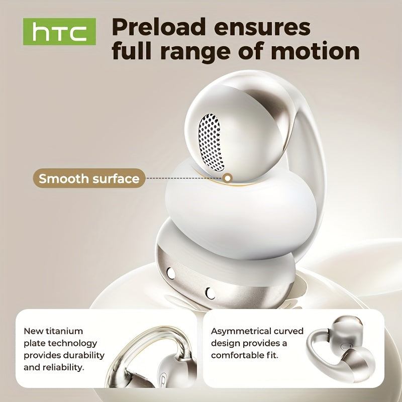 HTC NE56 Wireless Earbuds with 6.0 Low-Latency HD Voice, Noise Cancellation, Built-in Microphone, USB Rechargeable, Compatible with iOS & Android, Portable & Comfortable Design