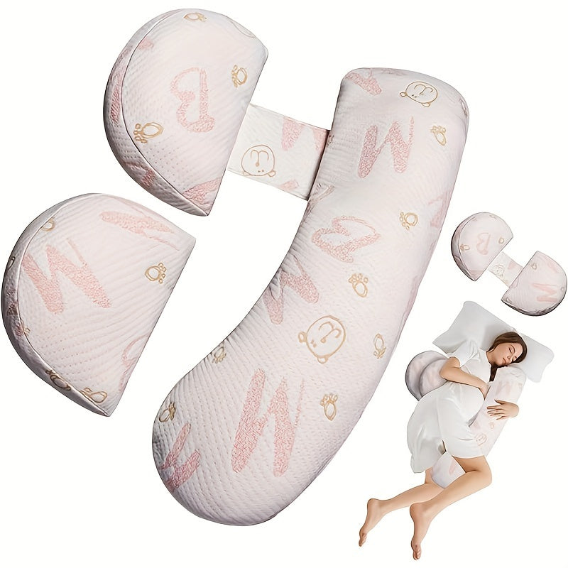 Maternity Belly Pillow for Pregnancy - H-Shape & C-Shaped Support (Cushion Converts!) - Back, Belly Button-Facing Design, Soft Comfort for Side/Back Sleepers, Prenatal & Postpartum Use - Ideal for Women's Pregnancy