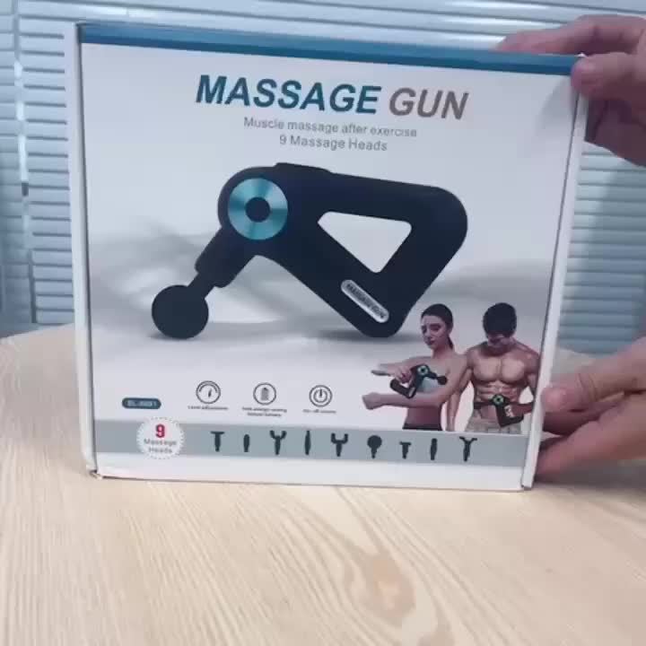 Portable USB Rechargeable Massage Gun Featuring 9 Interchangeable Heads for Comprehensive Body Massage, Including Deep Tissue for Back And Arms. This Handheld Electric Muscle Massager Is Ideal for Sports And Fitness Enthusias