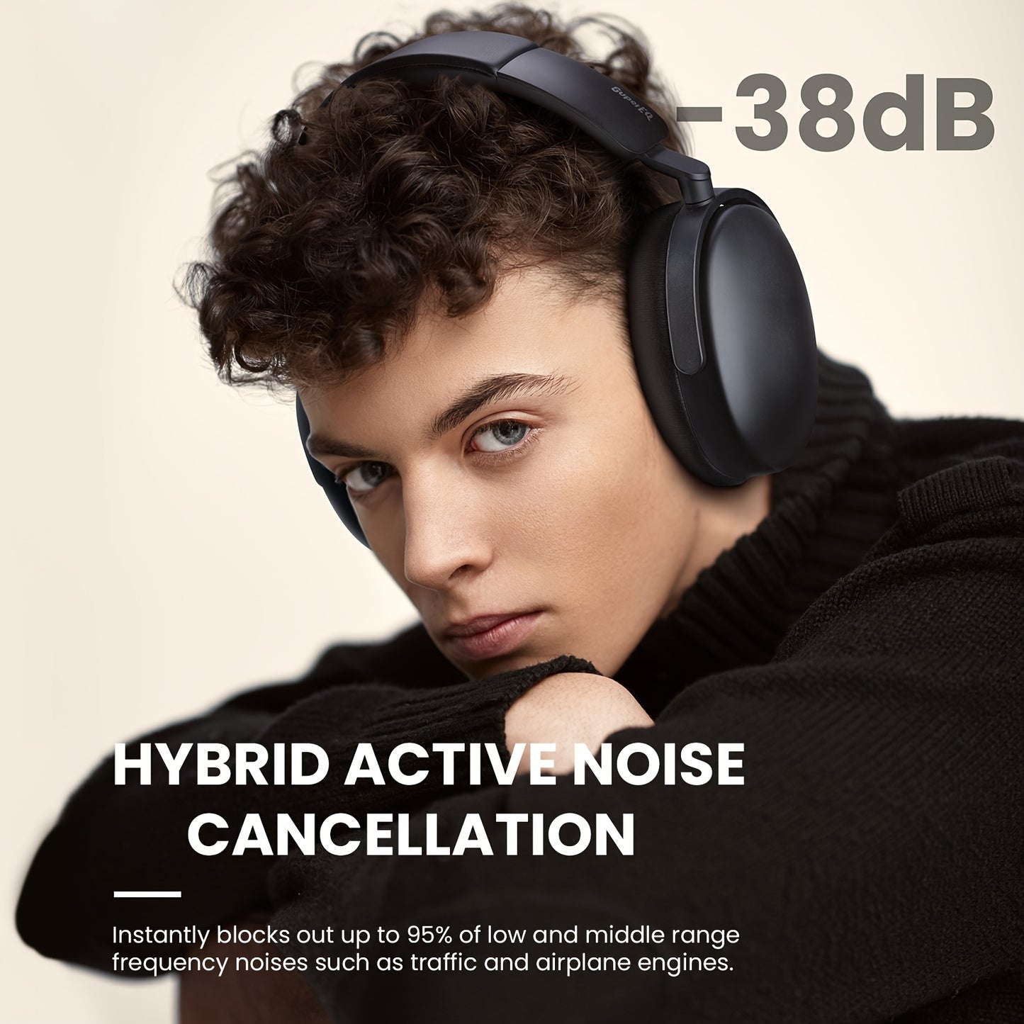 SuperEQ A200 Wireless Wireless 5.4 Headphones Hybrid Active Noise Canceling Over Ear Headset Hi-Res Audio 6-Mic AI ENC 100hrs Playtime APP Control