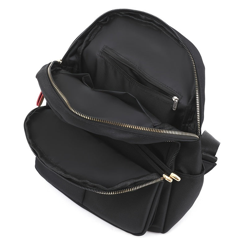 Stylish Women's Nylon Backpack - Trendy Korean Fashion Schoolbag with Multiple Compartments, Adjustable Straps & Zipper Closure in Black, Peacock Blue, Royal Blue, Lavender, or Light Purple, Versatile Carryall | Trendy School