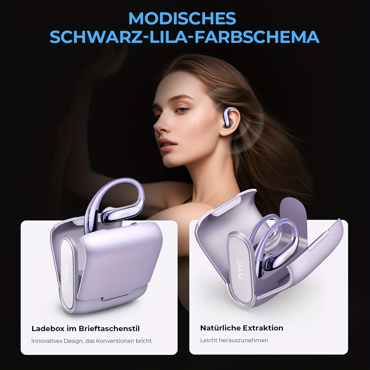 HTC NE23 AI Wireless Translation Earbuds Supports Real-Time Translation Between 135 Languages, Featuring Extended Battery Life, Comfortable Fit And High-Definition Noise Cancellation. Suitable for All Scenarios Including Spor