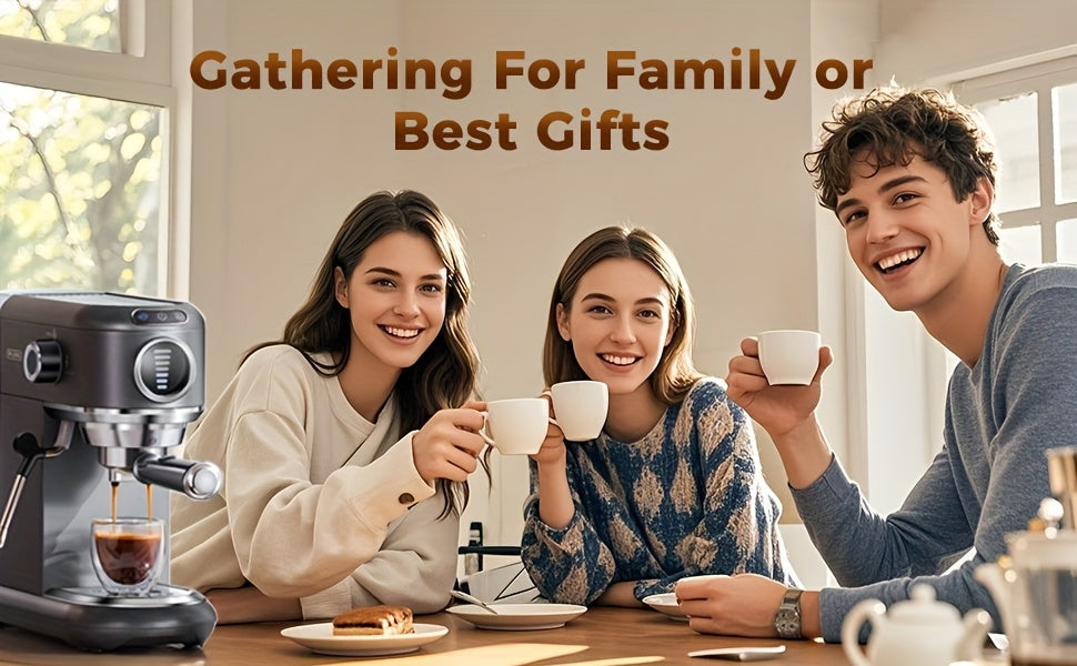 CAFELFFE Cold/Hot Semi-Automatic Espresso Machine, Stainless Steel Multi-Function Latte & Cappuccino Maker with Built-in Milk Frother/Steam Wand, Upgraded 7-Level Water Volume Control, Compatible with Ground Coffee & ESE Pods