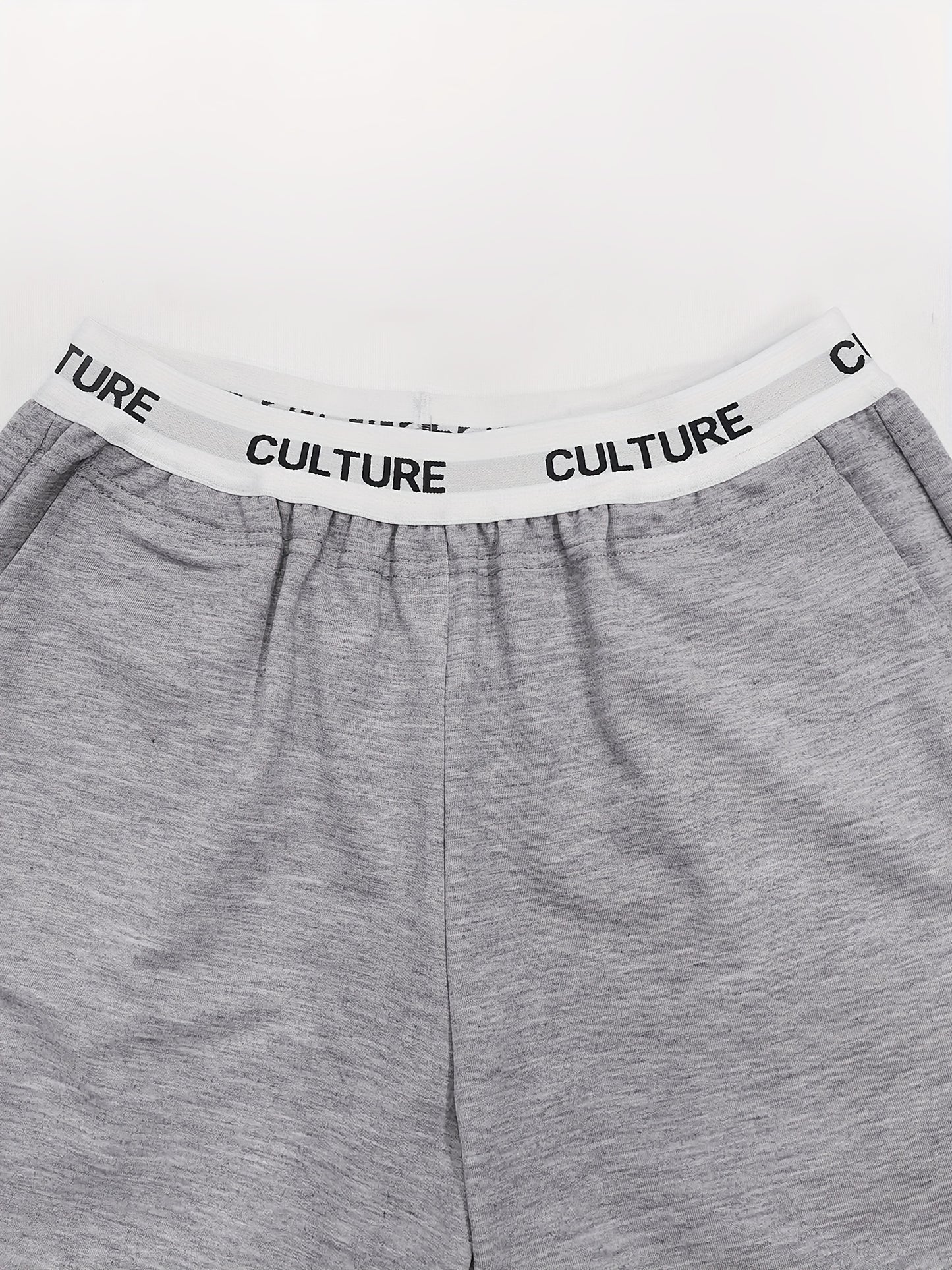 2pcs Women'S High-Waisted Wide-Leg Pants with Heart Letter Print - Casual Loose-Fit Joggers, Solid Color, All-Season Comfort, Pockets, Versatile for Casual Attire