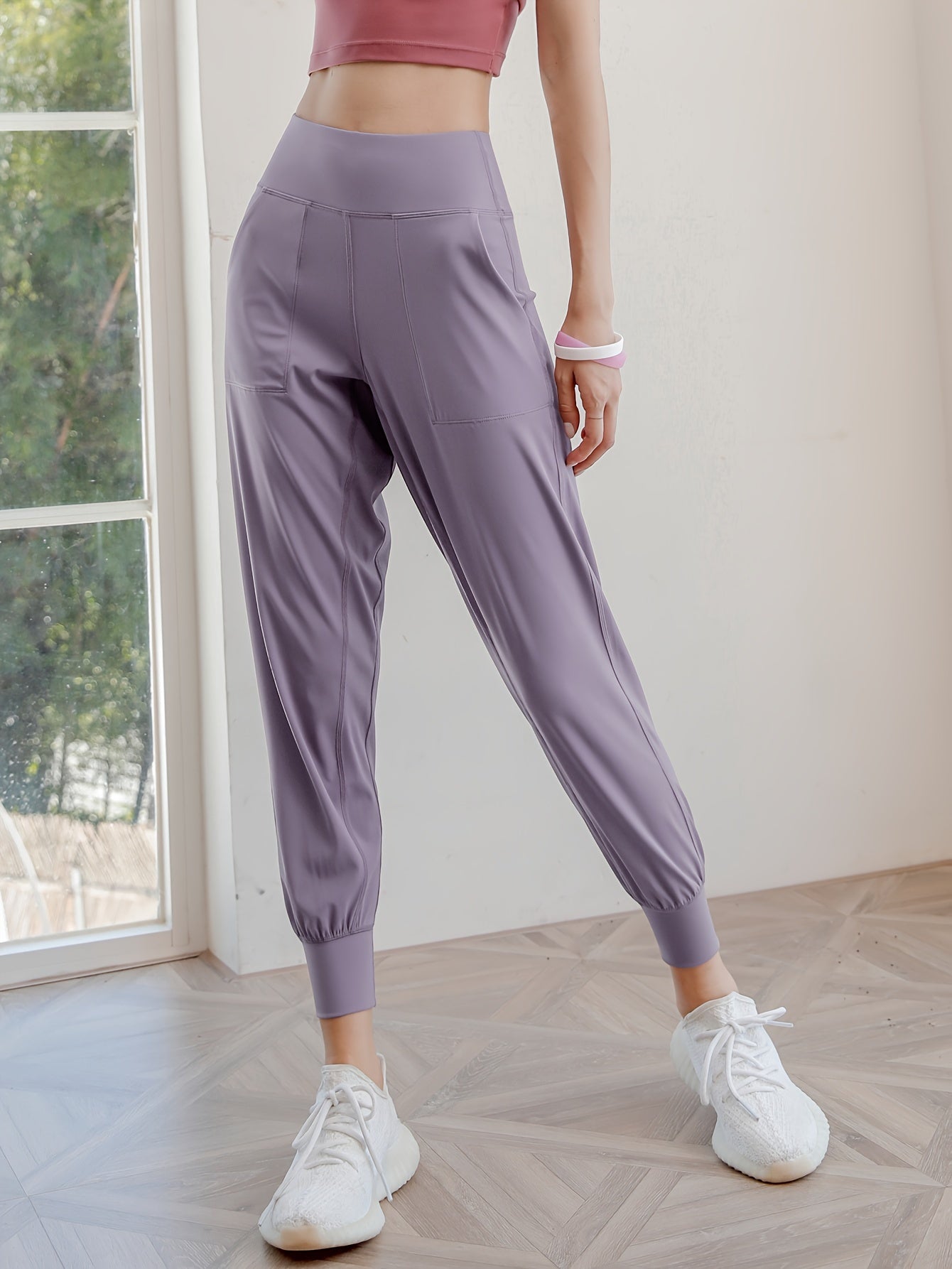 Women's Activewear: Causal Yoga Jogging Pants with Solid High Waist and Quick Drying Technology