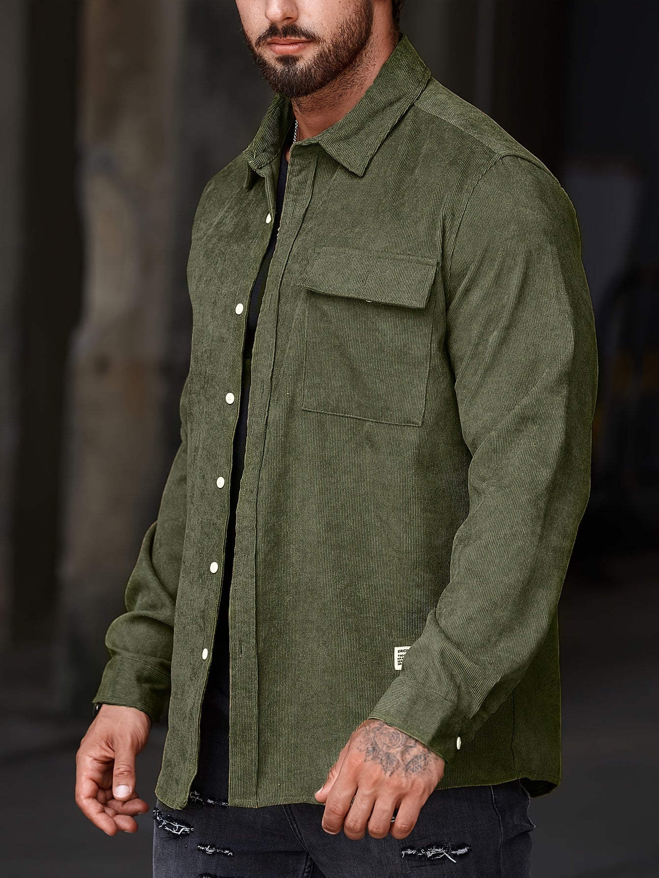 Stylish Men's Casual Lapel Shirt - Comfortable Button-Up Long Sleeve Shirt For Everyday Wear