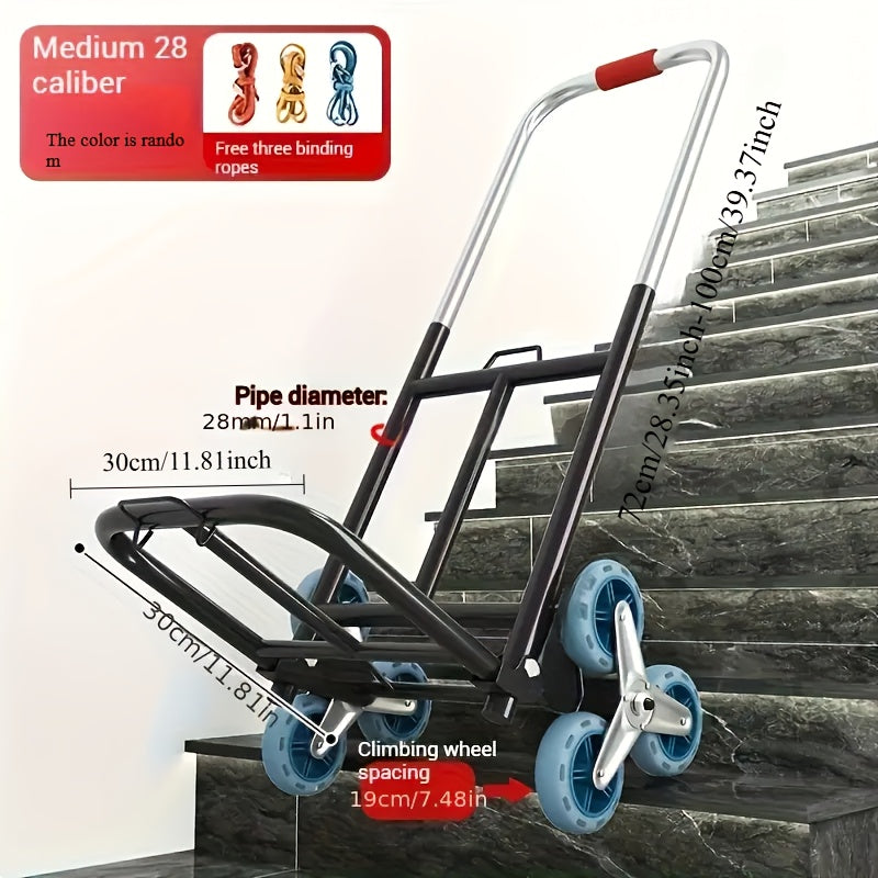 1pc Iron Folding Dolly Cart with Rubber Wheels - Portable Stair Climbing Design, Easy Lift & Carry, Effort-Saving for Moving and Shopping