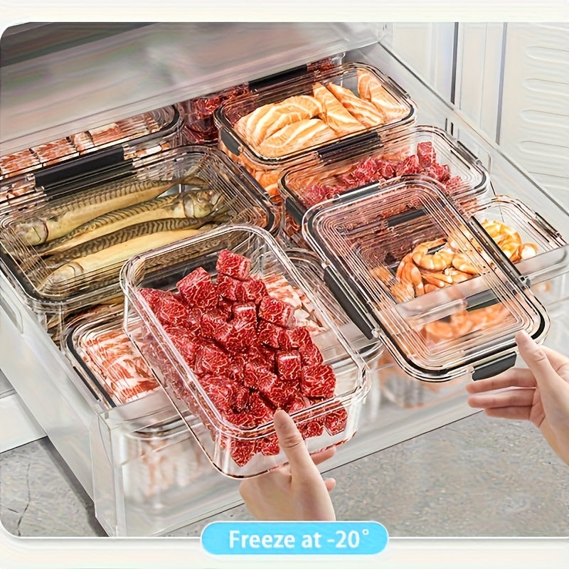 12pcs Stackable Refrigerator Storage Containers with Sealing Lids - High Transparency PET, Reusable & Durable for Fruits, Vegetables, Meats - Ideal for Kitchen, Cabinet & Fridge Organization, Refrigerator Organizers And Stora